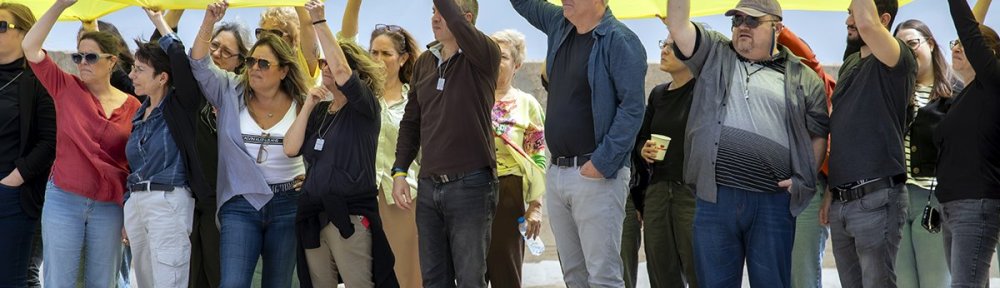 המיצב להחזרת החטופים שהתקיים ביום 28.4.2025 באוניברסיטת חיפה